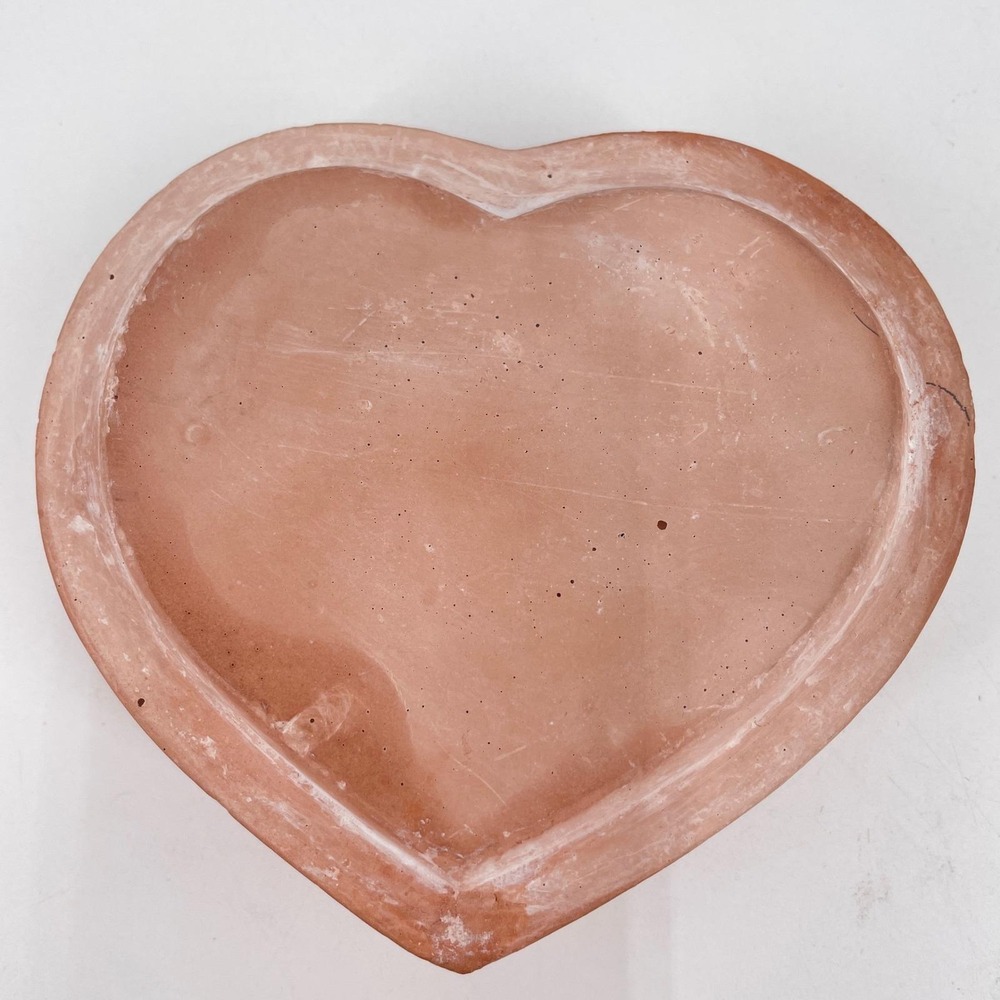 Vintage Terracotta Heart Trinket Box Embossed Angel Bird Floral Lidded Korea - Picture 6 of 11